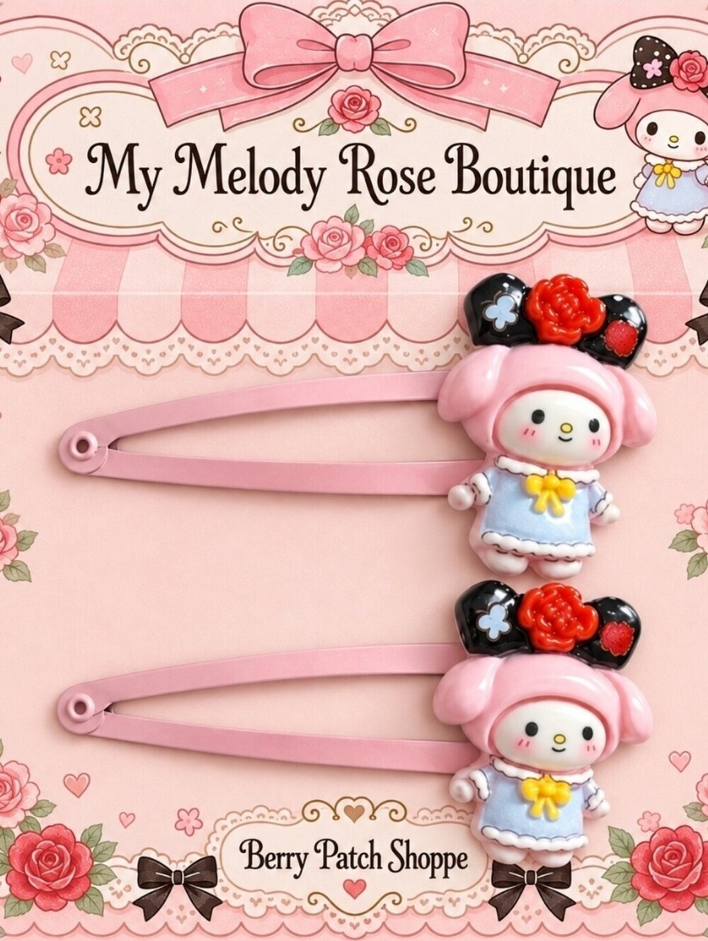 Sanrio Kawaii Hello Kitty My Melody Kimono Japanese Snap Hair Barrette Clips